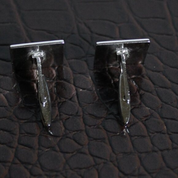 Anson Vintage Cuff Links Silver Tone Metal 3/4 Inch Square ⚡️BUY 3 for $35⚡️ - Picture 9 of 9